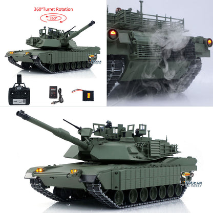 IN Stock TOUCAN 1/16 Metal USA M1A2 Abrams RTR RC Tank 3918 TUSK I FPV Dual Flow Gearbox Barrel Recoil 360 Degrees Turret Electric Periscope Smoke IR