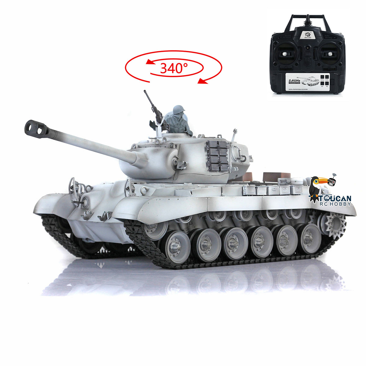 Henglong Plastic 1/16 TK7.0 3838 USA M26 Pershing RTR RC Tank Armored Vehicle Model with Smoke BB Sound Light System