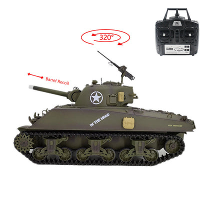 Henglong 1/16 Special Spray Painting 7.0 Plastic 3898 M4A3 Sherman RC Tank 320 Degree Turret BB IR Barrel Recoil Smoke Metal Suspension Arm Gearbox