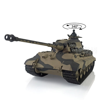 2.4G Henglong 1/16 Yellow 7.0 Plastic German King Tiger RTR RC Tank Model 3888A Radio Control Infrared Combating System Metal Barrel