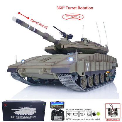 Heng Long 1:16 RC Main Battle Tank IDF MerkavMa K IV FPV 3958 Upgrade Edition With metal Tracks Driving Wheels Idlers FPV Camera