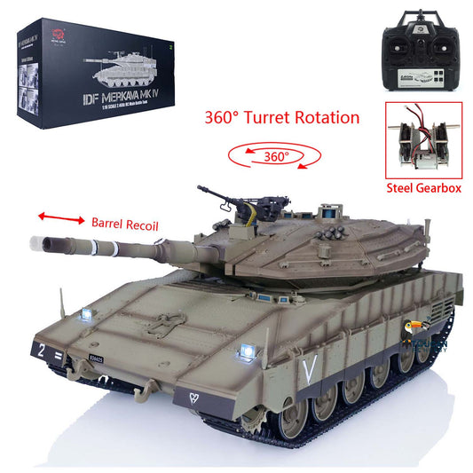 1/16 Heng Long Radio Control Tank 3958 IDF Merkava MK IV Installed Metal Driving Gearbox 360 Degree Rotary Turret Military Tanks