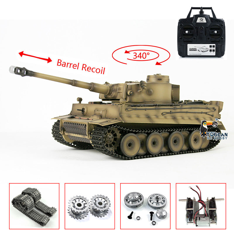 Henglong 1/16 TK7.0 Promotion German Tiger I 3818 RTR RC Tank Barrel Recoil BB IR Smoke Metal Tracks Sprockets Idlers Wheels