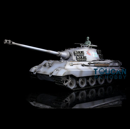 Henglong 1/16 7.0 3888A Customized King Tiger Barrel Recoil RC Tank Metal Tracks Road Wheels Barrel 360 Degree Turret Rotation
