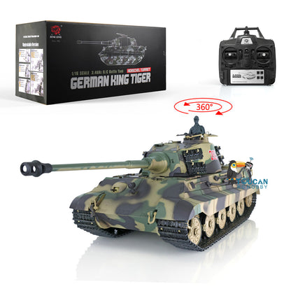 Henglong 1/16 7.0 Plastic 3888A German King Tiger RC Tank Barrel Recoil 360 Degree Turret Rotation Infrared Combating System