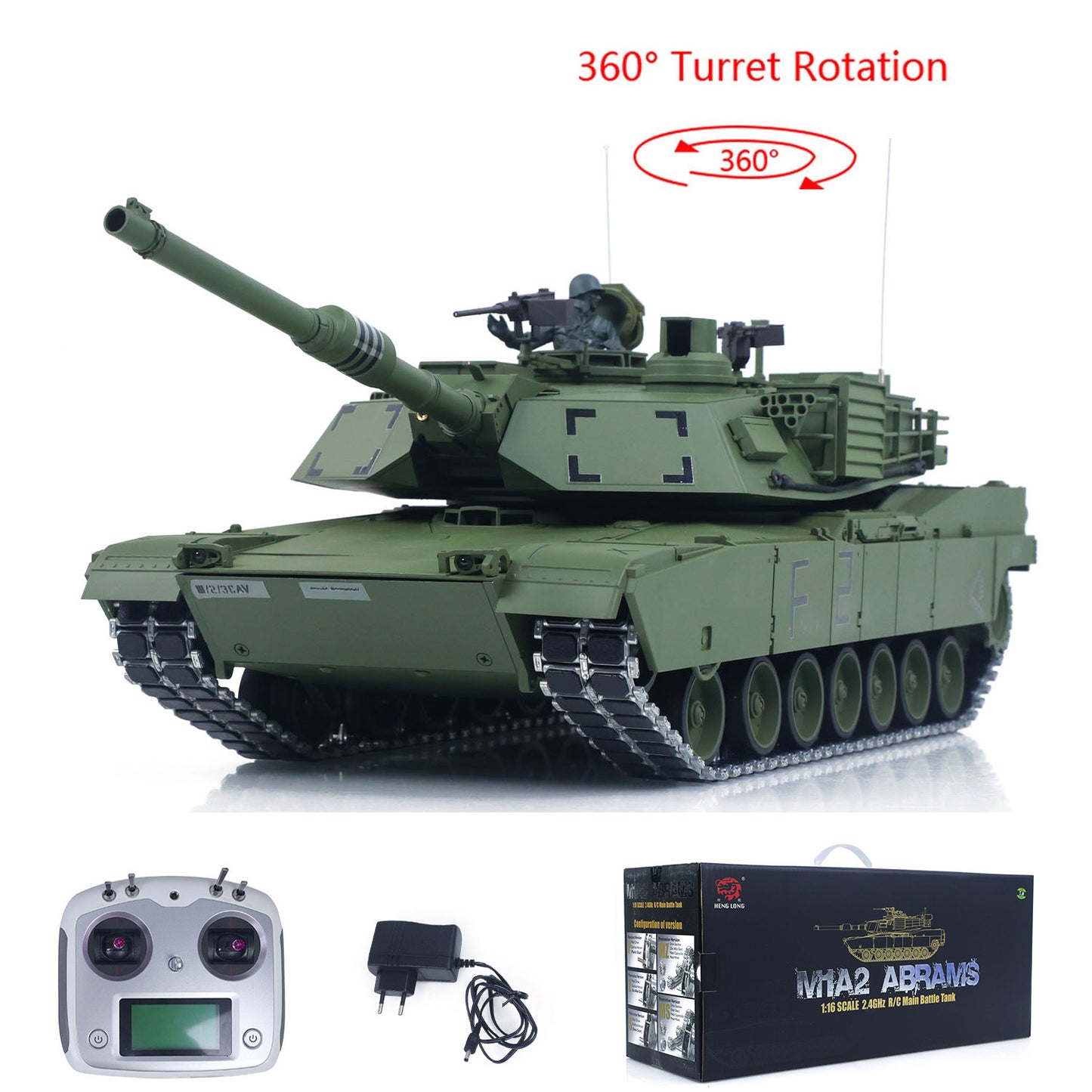 IN Stock 1/16 TOUCAN 3918 Abrams M1A2 RC Tank 360 Degree Turret Barrel Recoil Firing Flash Smoke Metal Gearbox Drive Idler Road Wheels