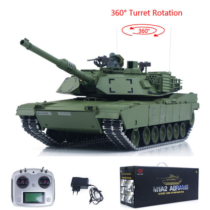 IN Stock 1/16 TOUCAN 3918 Abrams M1A2 RC Tank 360 Degree Turret Barrel Recoil Firing Flash Smoke Metal Gearbox Drive Idler Road Wheels