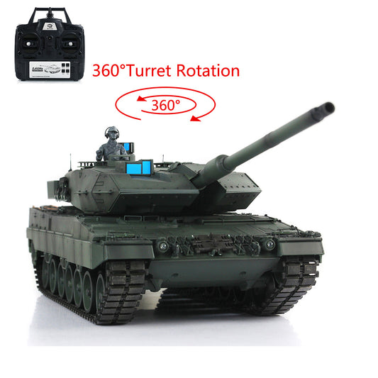 Henglong 1/16 7.0 3889 Leopard2A6 RTR RC Tank Armored Vehicle Model 360 Degree Turret BB Infrared Combat Smoke Metal Barrel
