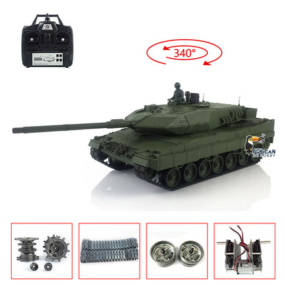 Henglong 1/16 7.0 Upgraded Ver German Leopard2A6 3889 RTR RC Tank Model IR BB Smoke Sound Steel Gearbox Metal Tracks Drive Idler Wheels