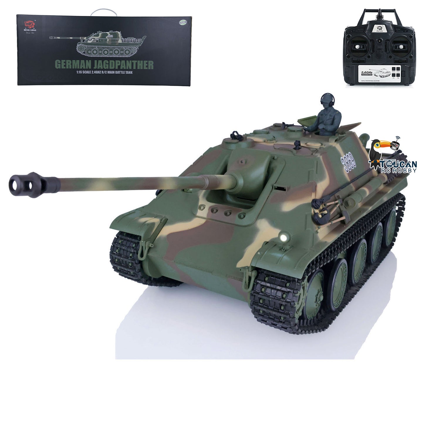 2.4G Henglong 1/16 Scale 7.0 Plastic Jadpanther RTR RC Tank Radio Control 3869 Infrared Combating System Metal Barrel BB Unit