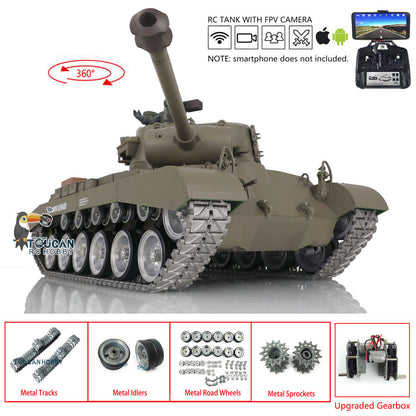 Henglong 1/16 7.0 Customized M26 Pershing 3838 RTR RC Tank FPV BB IR 360 Degree Turret Smoke Metal Tracks Drive Road Idlers Wheels Gearbox