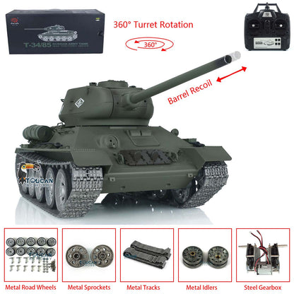 Henglong 7.0 1/16 Scale Soviet T34-85 RTR RC Tank 3909 360 Degrees Turret Barrel Recoil Metal Wheels Tracks BB Shooting Unit IR