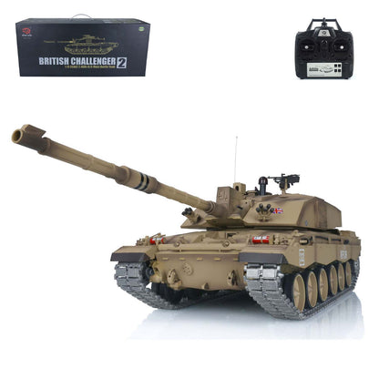 Henglong 1/16 7.0 Upgraded Challenger II 3908 RTR RC Tank 360 Degree Turret BB IR Smoke Sound Light Metal Drive Idler Wheels