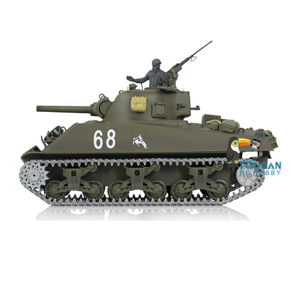 IN Stock Henglong 1/16 7.0 Upgraded M4A3 Sherman 3898 RTR RC Tank Barrel Recoil Model BB IR Smoke Metal Tracks Drive Idler Wheels