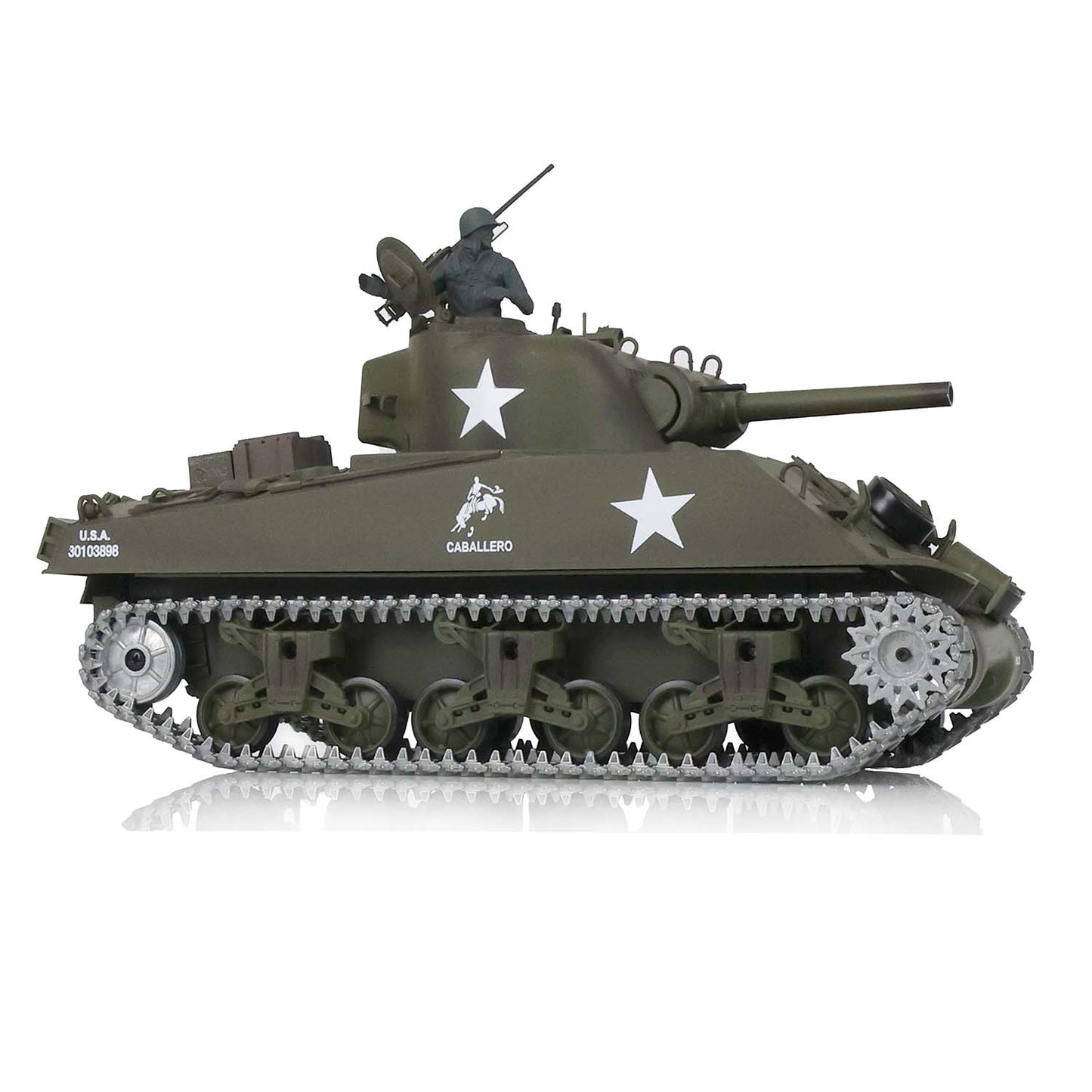 Henglong 1/16 7.0 M4A3 Sherman 3898 RTR RC Tank FPV Barrel Recoil 360 Degree Turret BB IR Smoke Metal Tracks Drive Idler Wheels