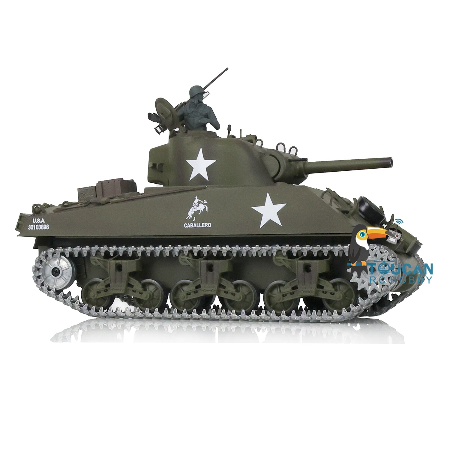 Henglong 1/16 TK7.0 USA M4A3 Sherman 3898 RTR RC Tank with Metal Tracks Sprockets Idlers Wheels