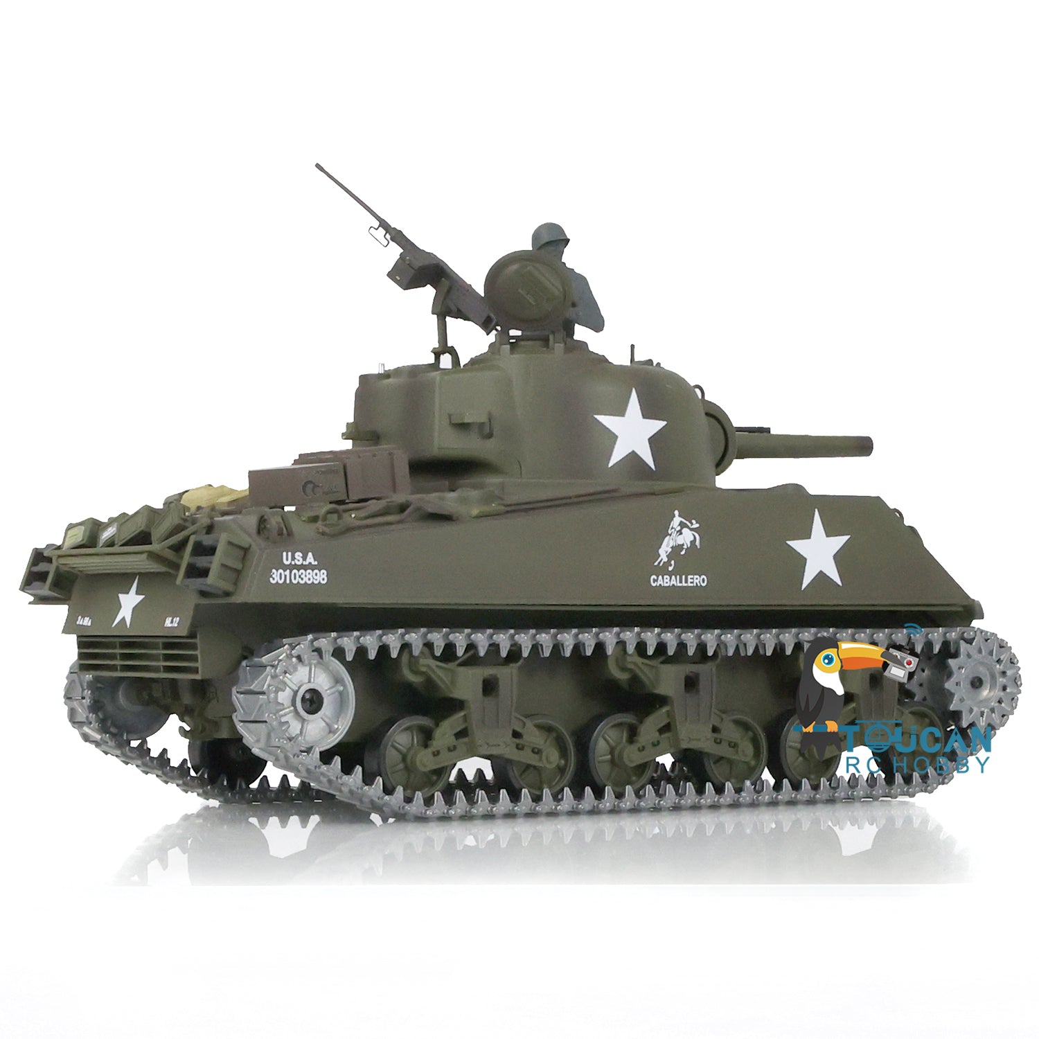 Henglong 1/16 TK7.0 USA M4A3 Sherman 3898 RTR RC Tank with FPV Barrel Recoil 360 Degrees Turret BB IR Smoke Metal Tracks Sprockets Idlers Wheels