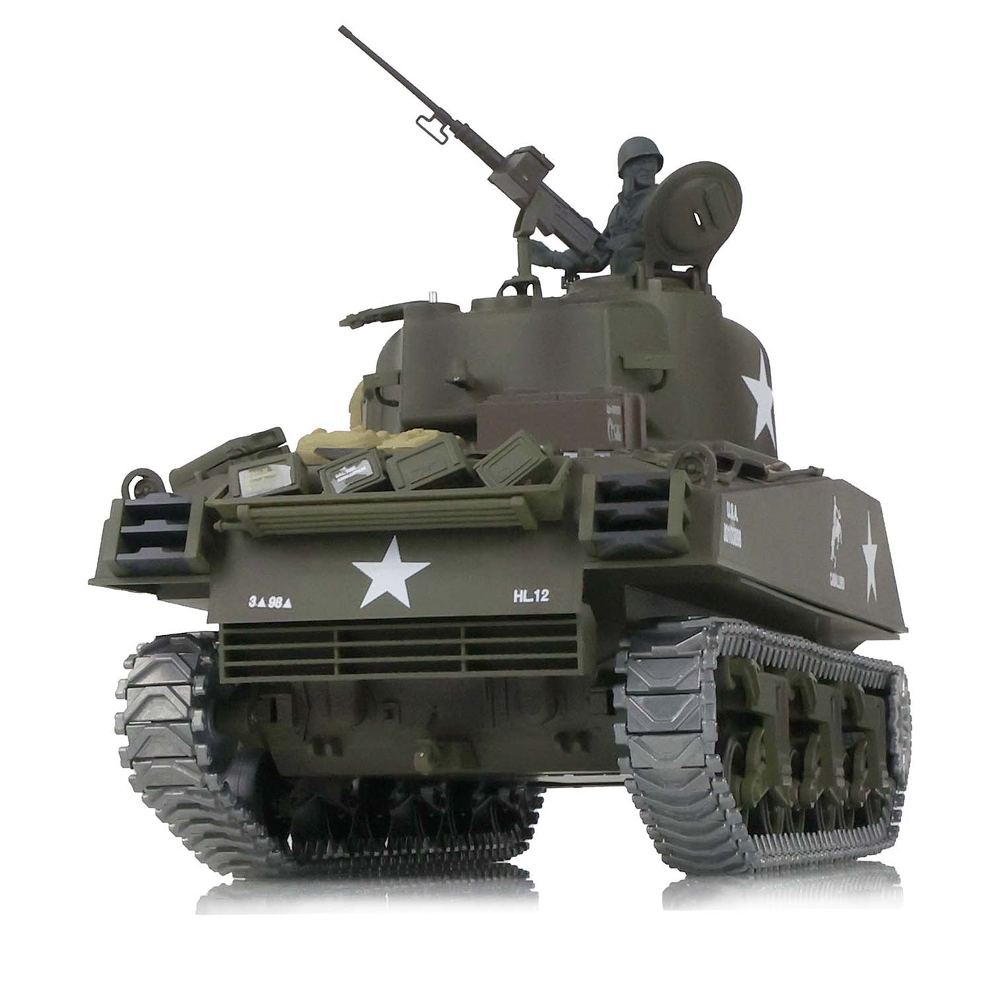 2.4G Henglong 1/16 7.0 Upgraded M4A3 Sherman 3898 RTR RC Tank BB IR Smoke Metal Tracks Drive Idler Wheels Gearbox Barrel