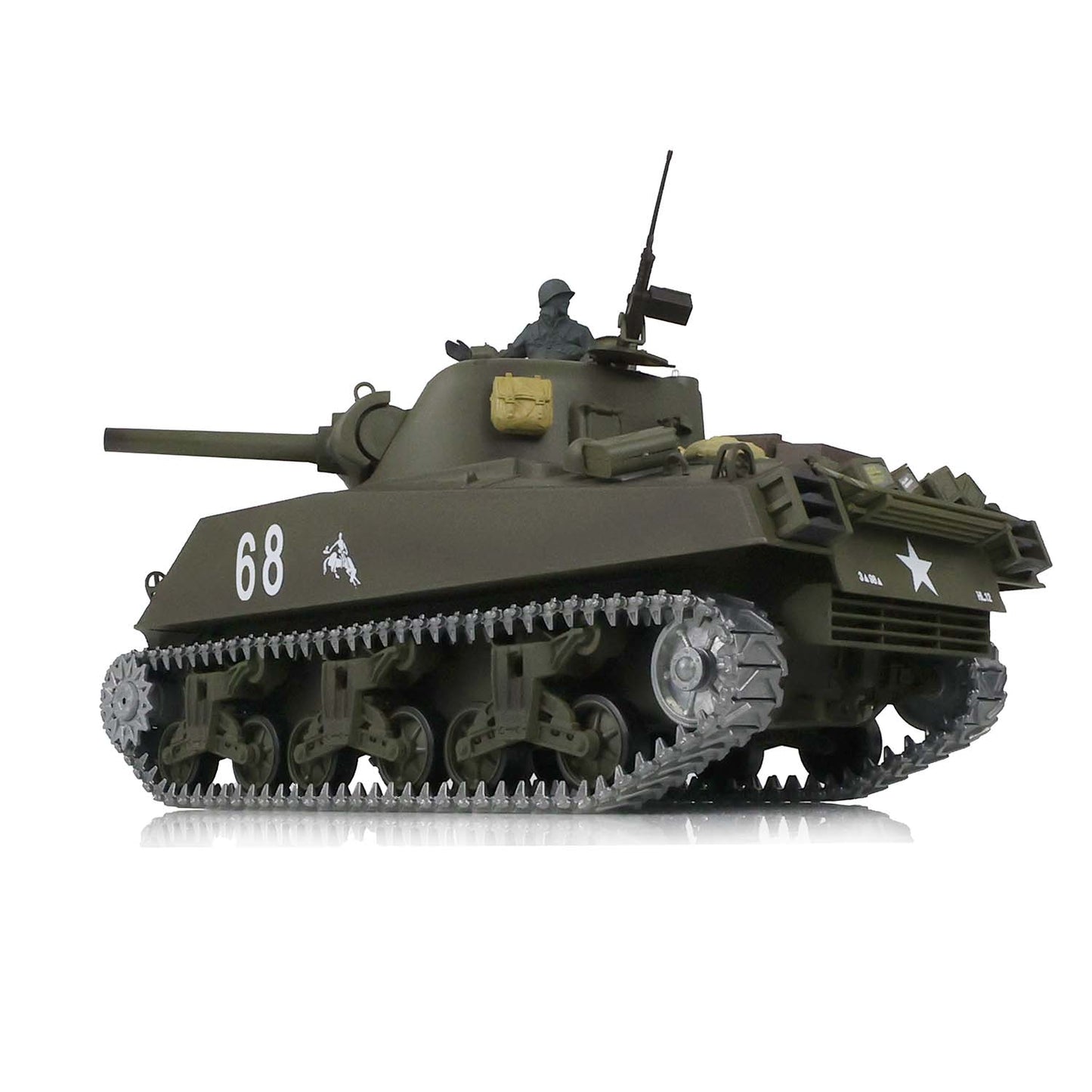 Henglong 1/16 7.0 M4A3 Sherman 3898 RTR RC Tank FPV Barrel Recoil 360 Degree Turret BB IR Smoke Metal Tracks Drive Idler Wheels