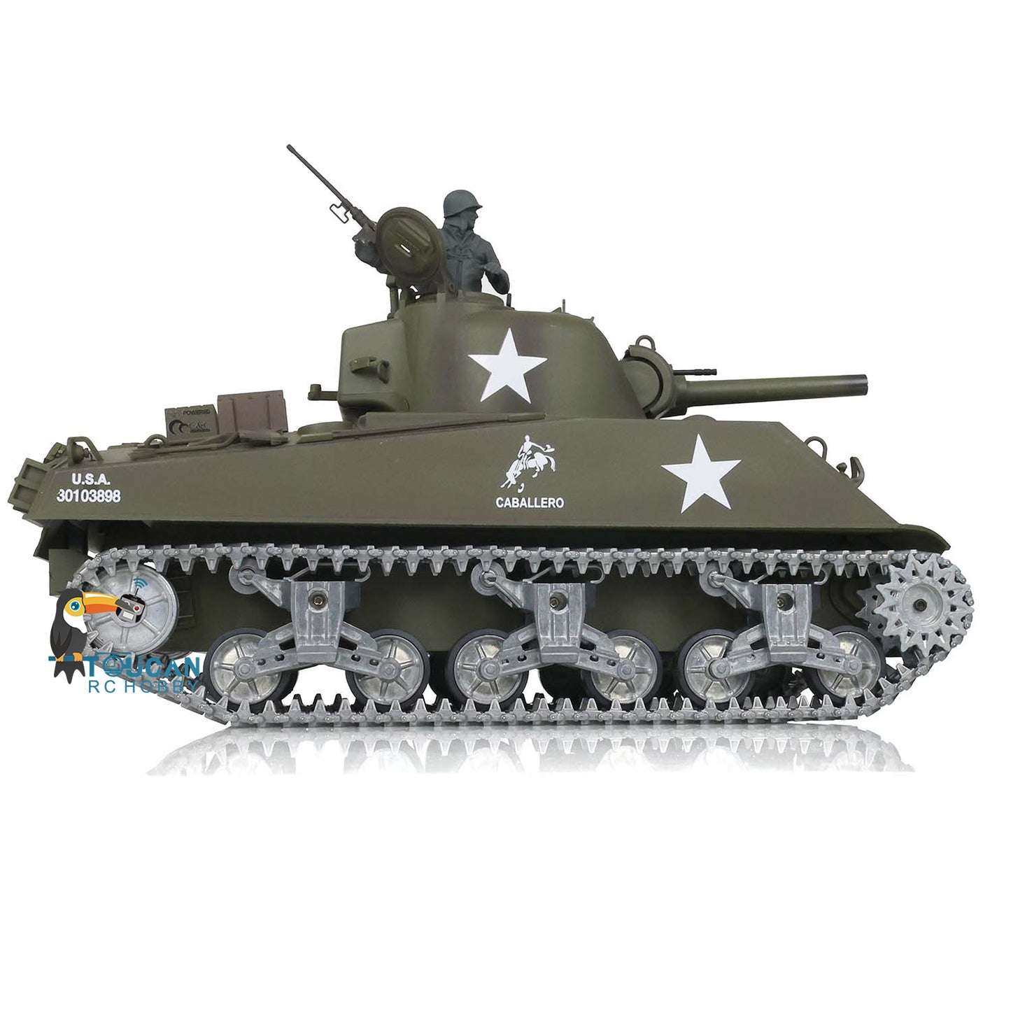 Henglong 1/16 TK7.0 3898 M4A3 Sherman RTR RC Tank with 360 Degrees Turret FPV IR BB Smoke Barrel Recoil Metal Tracks Sprockets Idlers Road Wheels