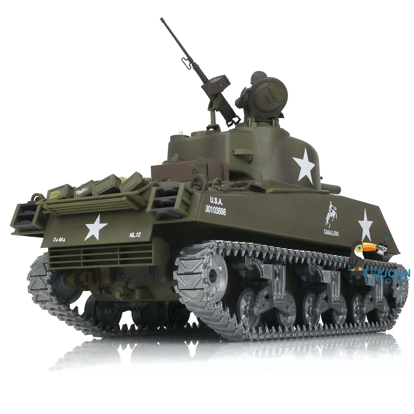 Henglong 1/16 Customized 7.0 M4A3 Sherman 3898 RTR RC Tank BB IR Smoke 360 Degree Turret Sound Light Metal Tracks Road Drive Idler Wheels