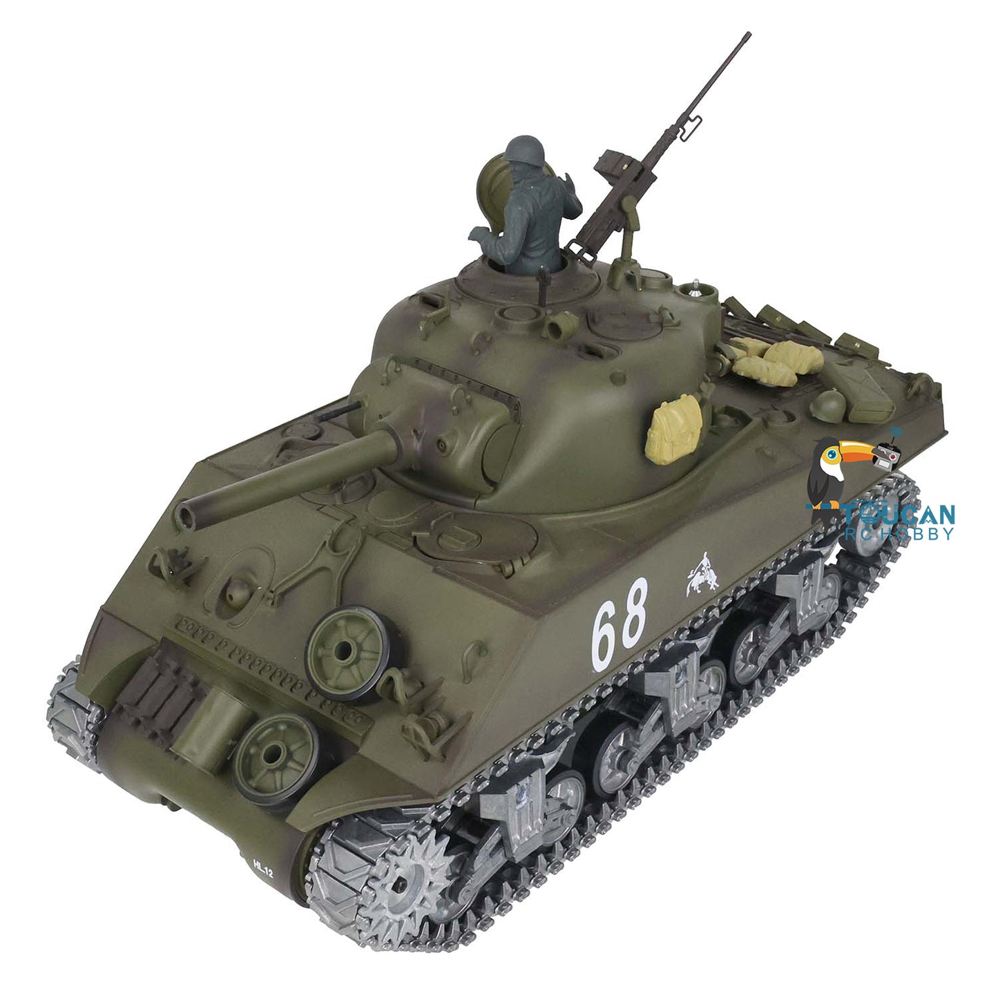 Henglong 1/16 Customized 7.0 M4A3 Sherman 3898 RTR RC Tank BB IR Smoke 360 Degree Turret Sound Light Metal Tracks Road Drive Idler Wheels