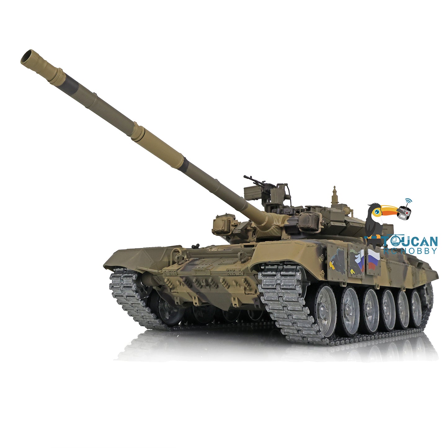1/16 Henglong 7.0 Russian T90 RC Tank 3938 360 Degree Turret Red Eyes Metal Road Wheels Barrel lifting Idle Smoke Infrared Combating System