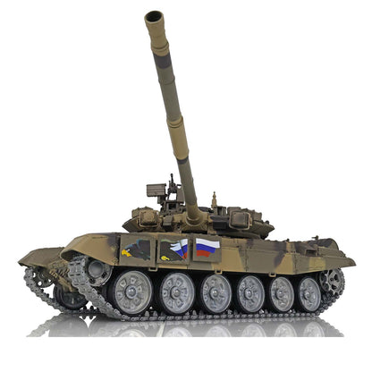 IN Stock Henglong 1/16 7.0 T90 3938 RTR RC Tank 360 Turret Twin-Pin Metal Track Wheels Red Eyes BB IR 360 Degree Turret Smoke Remote Control Military Vehicle