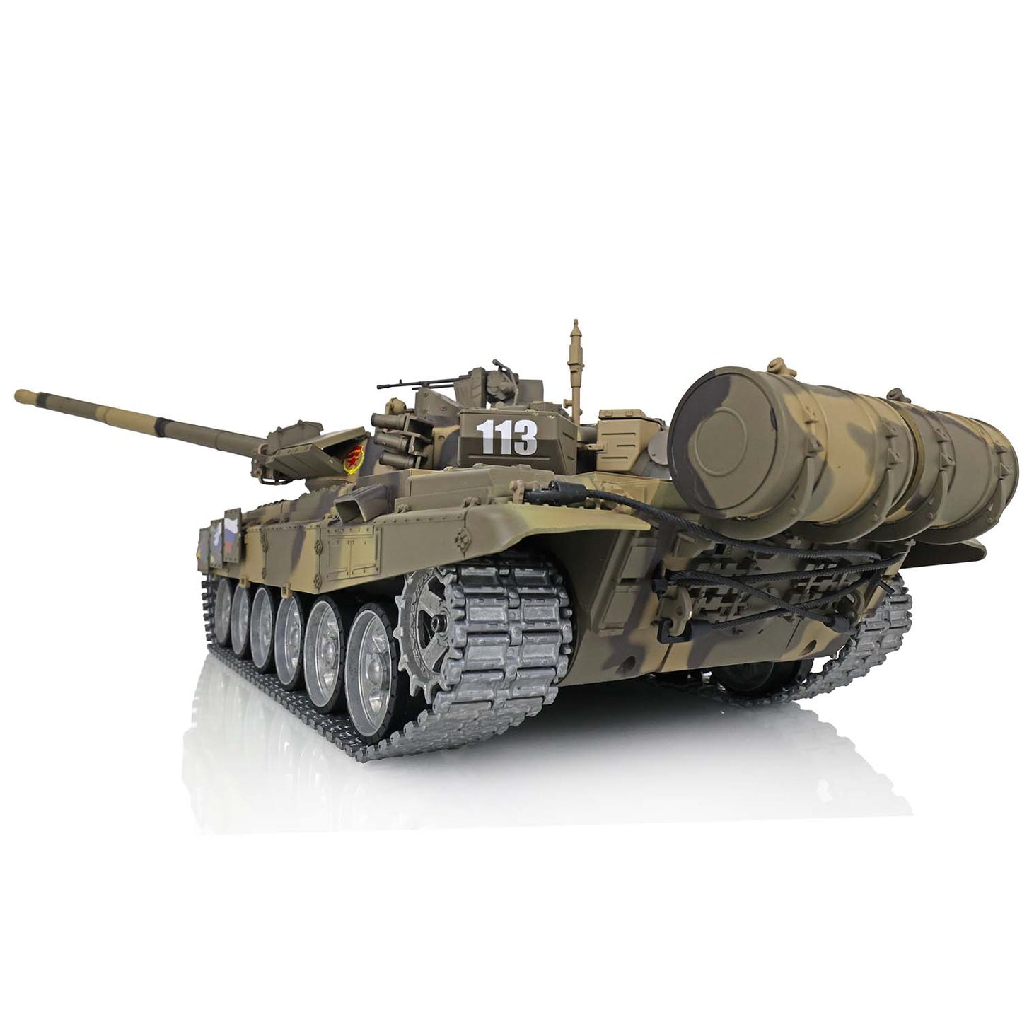 IN Stock Henglong 1/16 7.0 T90 3938 RTR RC Tank 360 Turret Twin-Pin Metal Track Wheels Red Eyes BB IR 360 Degree Turret Smoke Remote Control Military Vehicle