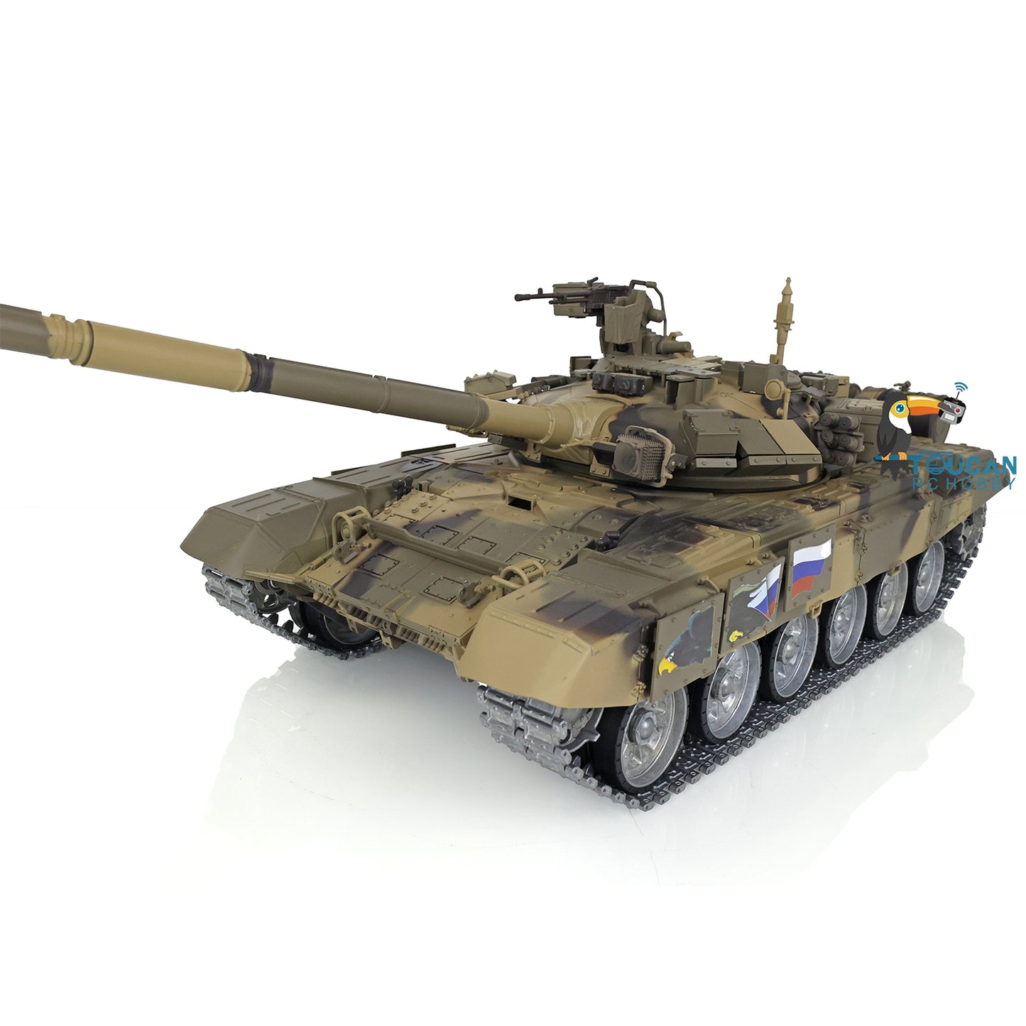 Henglong 1/16 7.0 Customized Russia T90 3938 RTR RC Tank Military Model 360 Degree Turret BB IR Smoke Metal Tracks Road Drive Idler Wheels Gearbox
