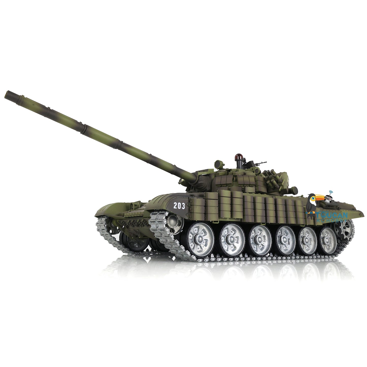 Henglong 1/16 TK7.0 Russia T72 RTR RC Tank 3939 with Red Eyes Armor 360 Degrees Turret BB IR Smoke Metal Tracks Gearbox Sprockets Idlers Road Wheels