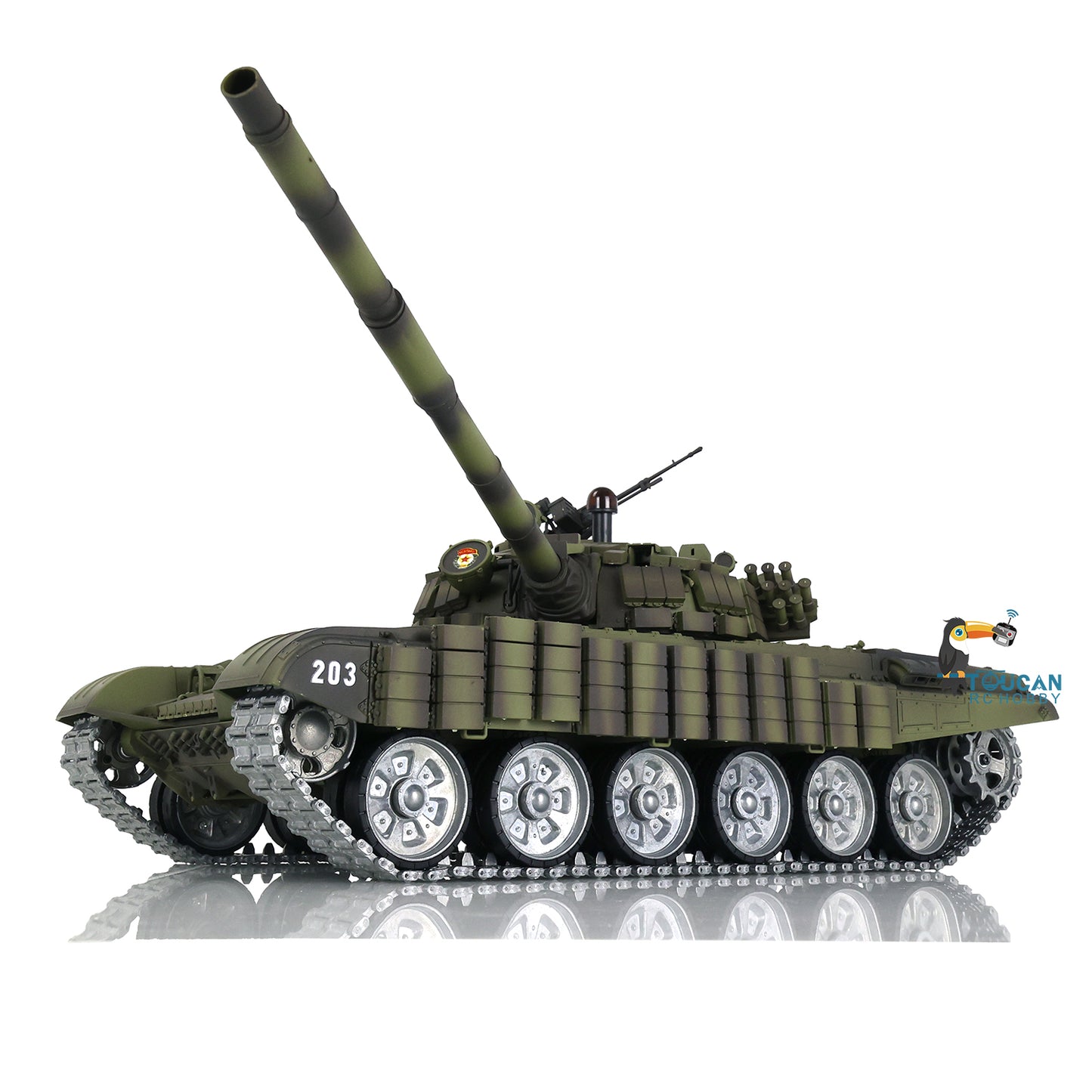 Henglong 1/16 TK7.0 Russia T72 RTR RC Tank 3939 with Red Eyes Armor 360 Degrees Turret BB IR Smoke Metal Tracks Gearbox Sprockets Idlers Road Wheels
