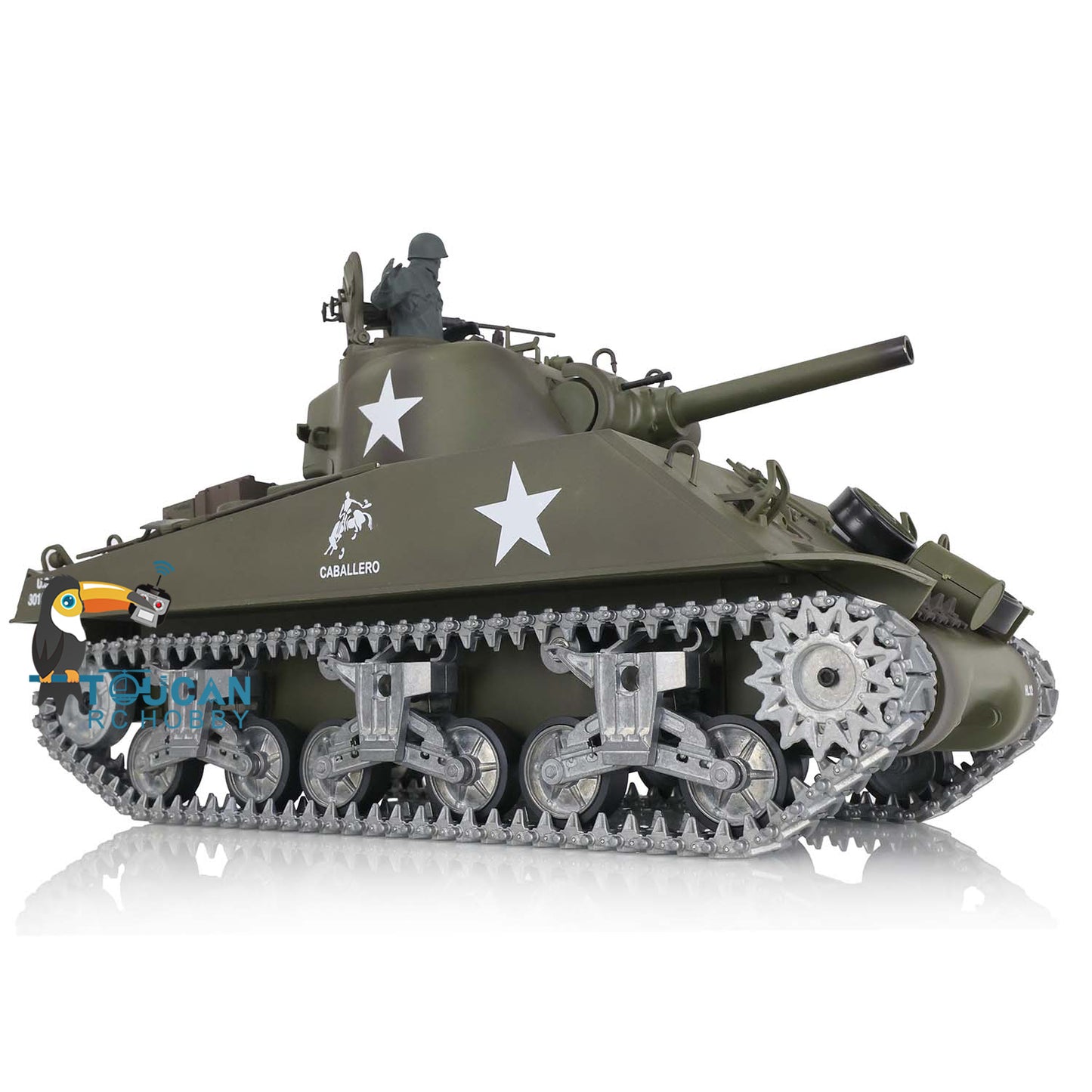 Henglong 1/16 Customized RC Tank Model TK7.0 M4A3 Sherman Remote Control Tank Model 3898 360 Degrees Rotating Turret Metal Road Wheels