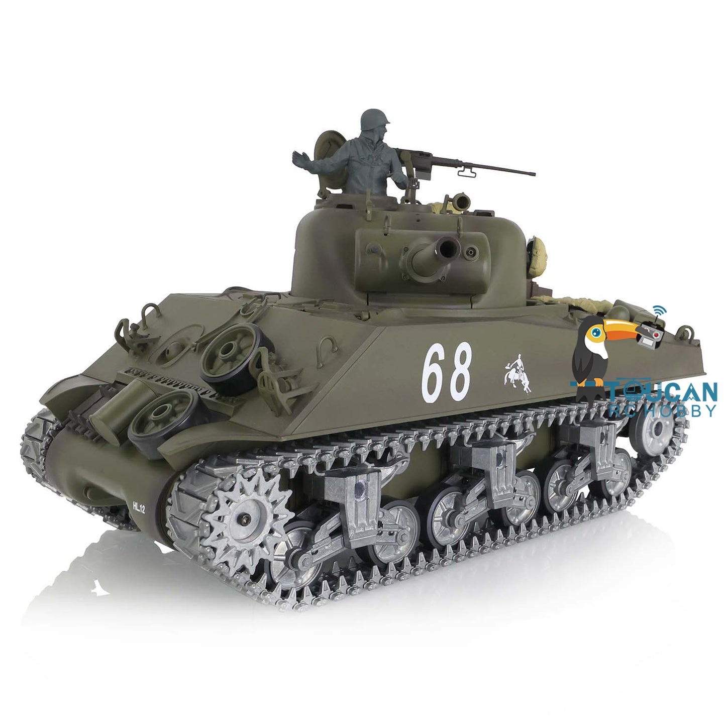Henglong 1/16 TK7.0 3898 M4A3 Sherman RTR RC Tank with 360 Degrees Turret FPV IR BB Smoke Barrel Recoil Metal Tracks Sprockets Idlers Road Wheels