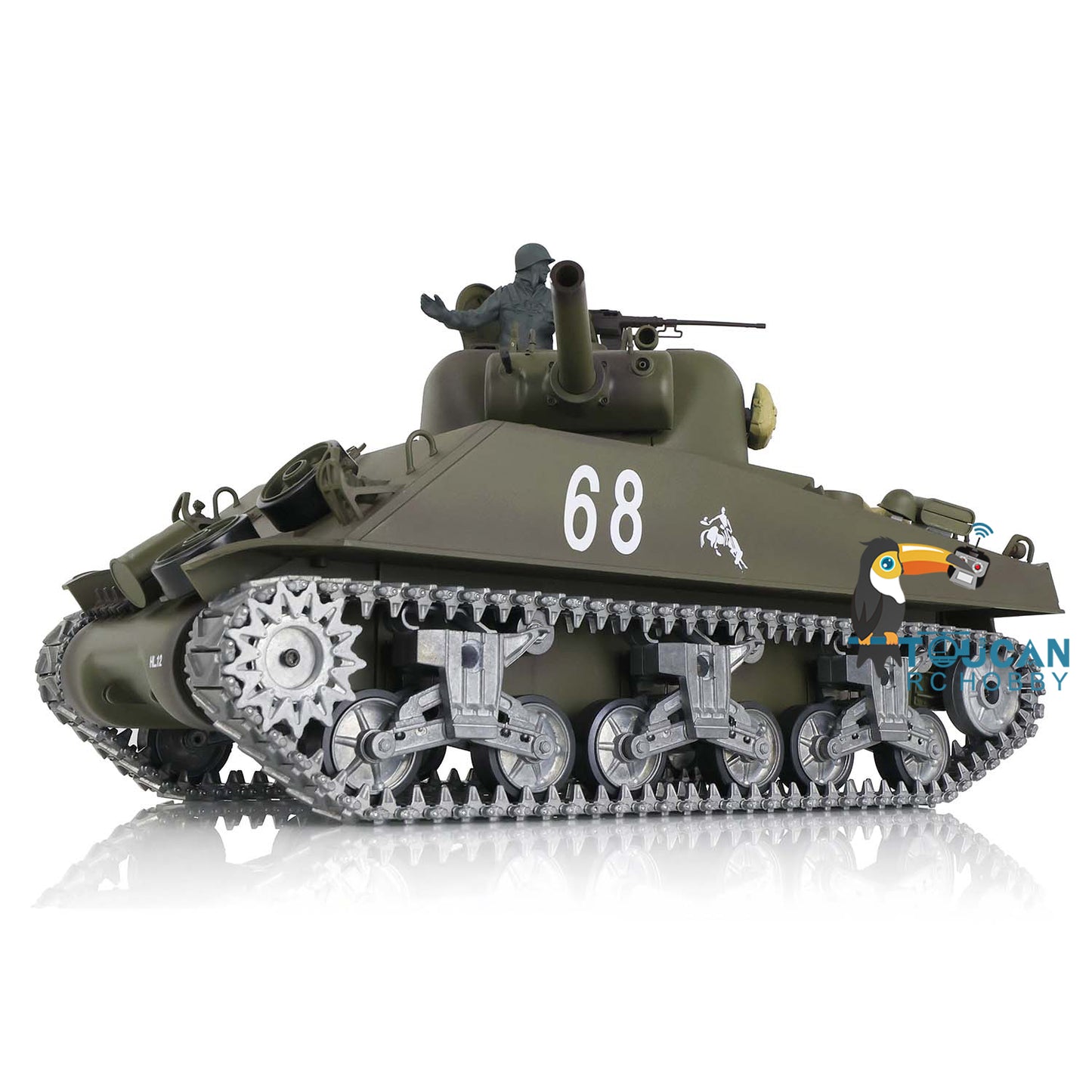 Henglong 1/16 TK7.0 3898 M4A3 Sherman RTR RC Tank with 360 Degrees Turret FPV IR BB Smoke Barrel Recoil Metal Tracks Sprockets Idlers Road Wheels