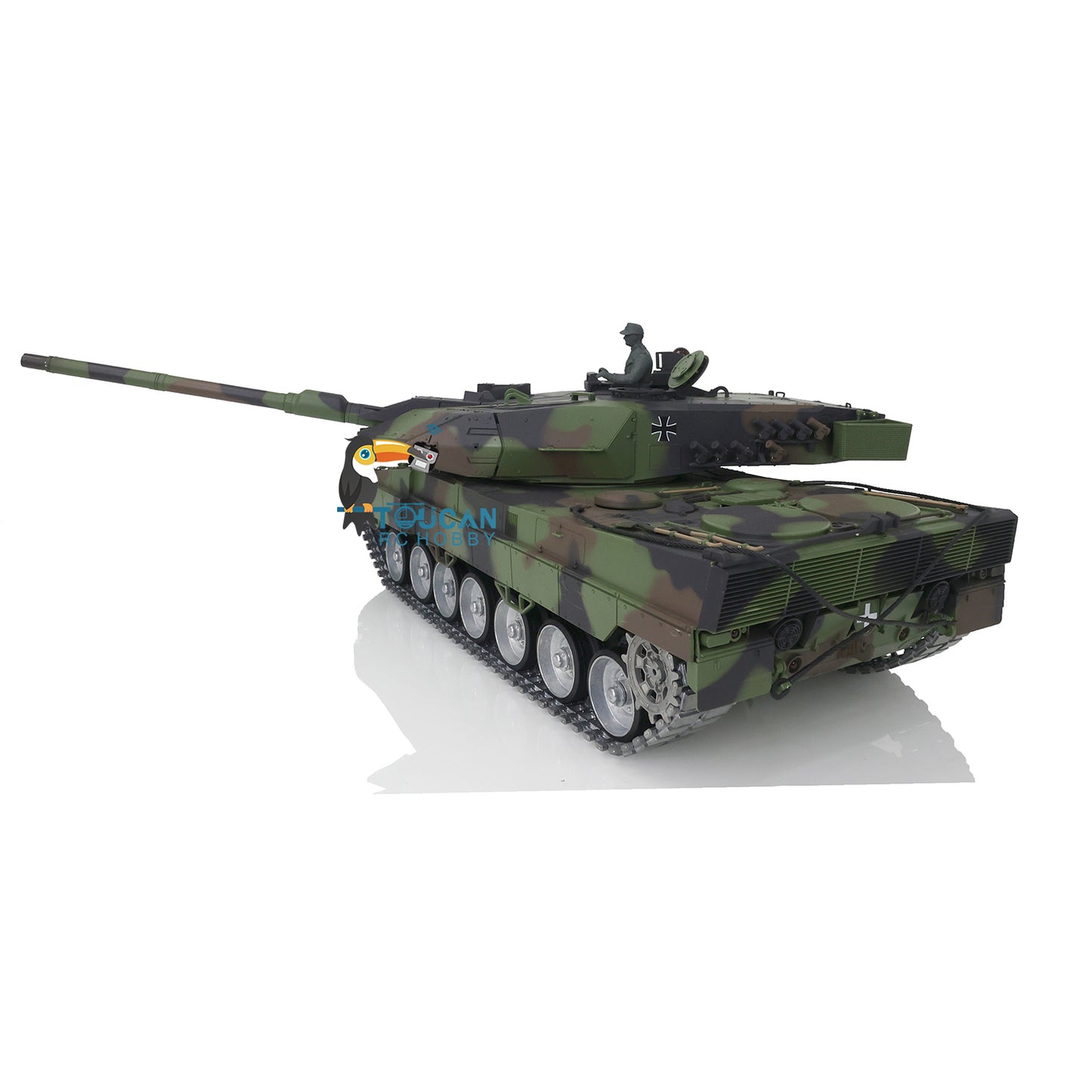 Henglong 1/16 TK7.0 Customized Leopard2A6 RC Tank Model 3889 w/ Metal Tracks Road Wheels 360 Degrees Rotating Turret Engine Sound