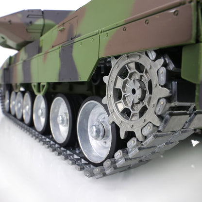 Henglong 1/16 7.0 Leopard2A6 RTR RC Tank Remote Control Military Model 3889 IR BB Smoke Barrel Recoil 360 Degree Turret Metal Tracks Wheels Gearbox