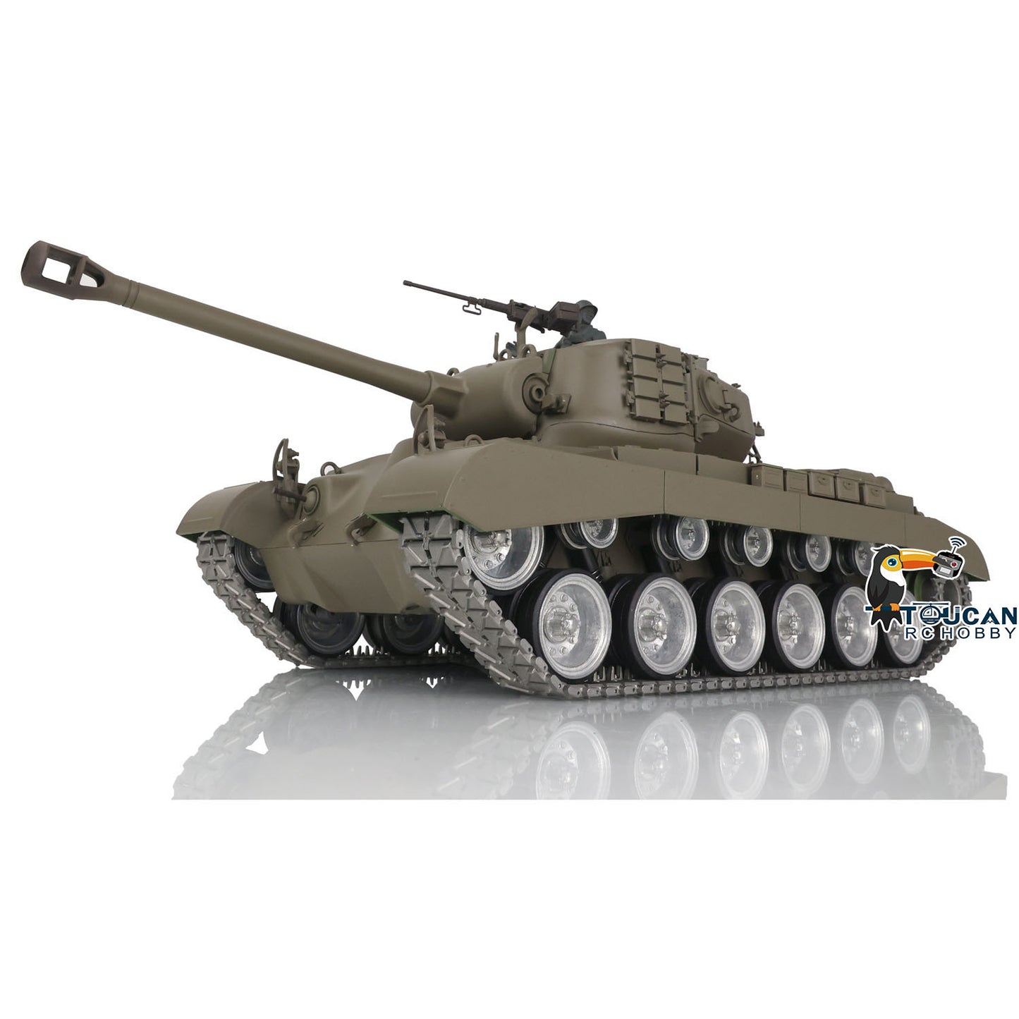 2.4G Henglong 1/16 Snow 7.0 Customized M26 RTR RC Tank 3838 Metal Tracks Road Driving Wheels 360 Degree Turret Rotation BB Unit