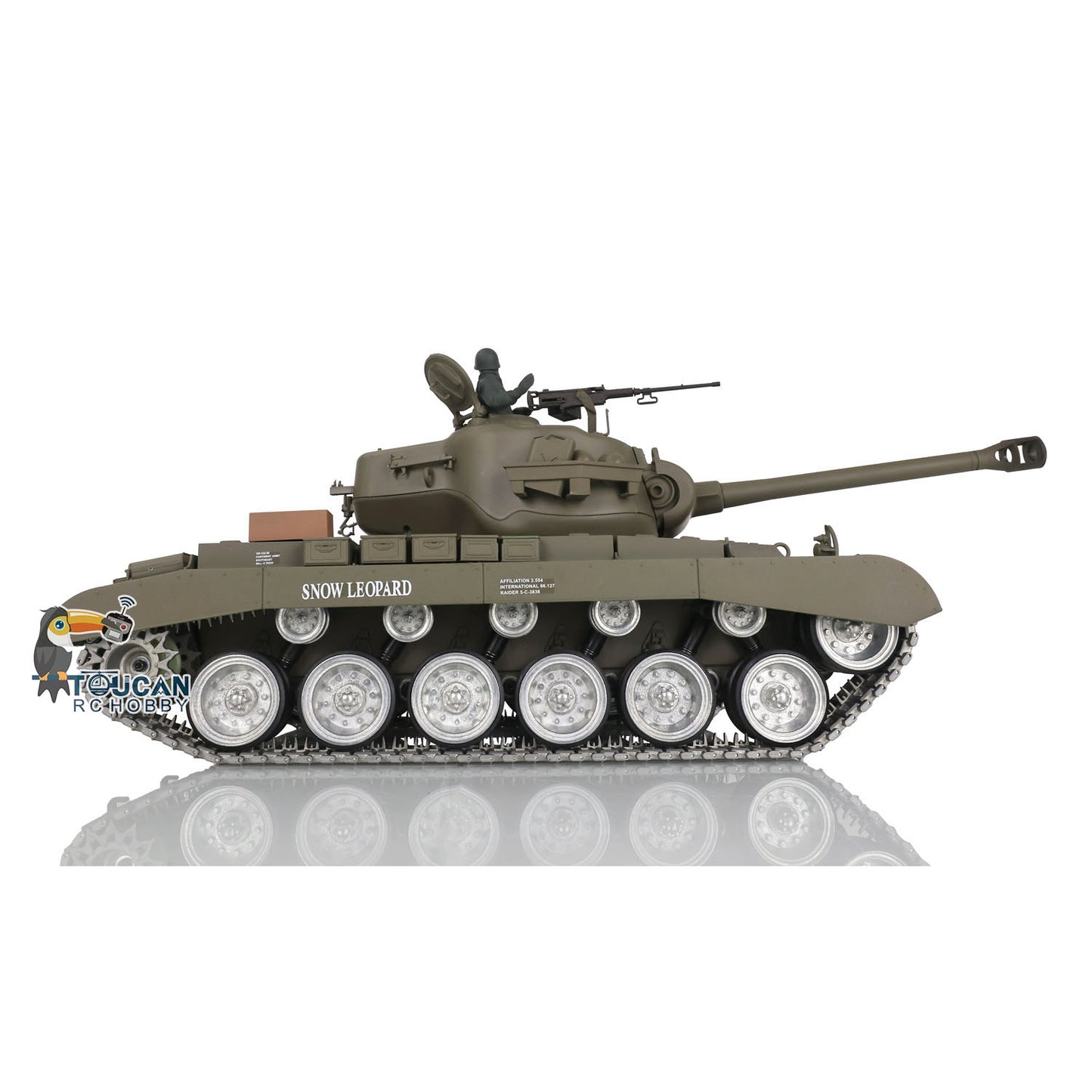 2.4G Henglong 1/16 Snow 7.0 Customized M26 RTR RC Tank 3838 Metal Tracks Road Driving Wheels 360 Degree Turret Rotation BB Unit