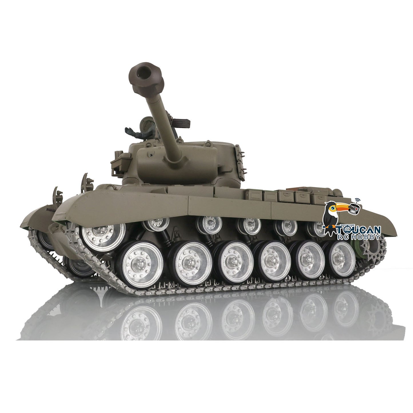 2.4G Henglong 1/16 Snow 7.0 Customized M26 RTR RC Tank 3838 Metal Tracks Road Driving Wheels 360 Degree Turret Rotation BB Unit