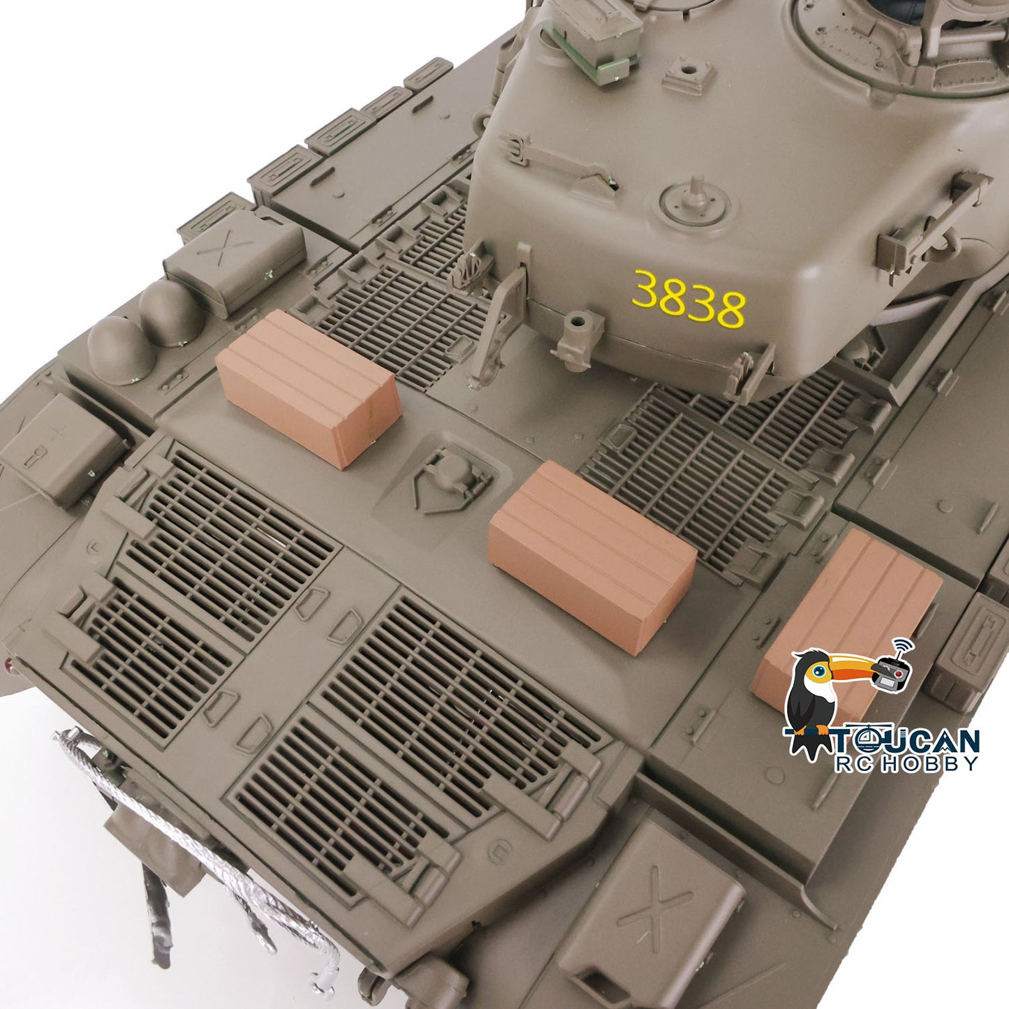 2.4G Henglong 1/16 Snow 7.0 Customized M26 RTR RC Tank 3838 Metal Tracks Road Driving Wheels 360 Degree Turret Rotation BB Unit