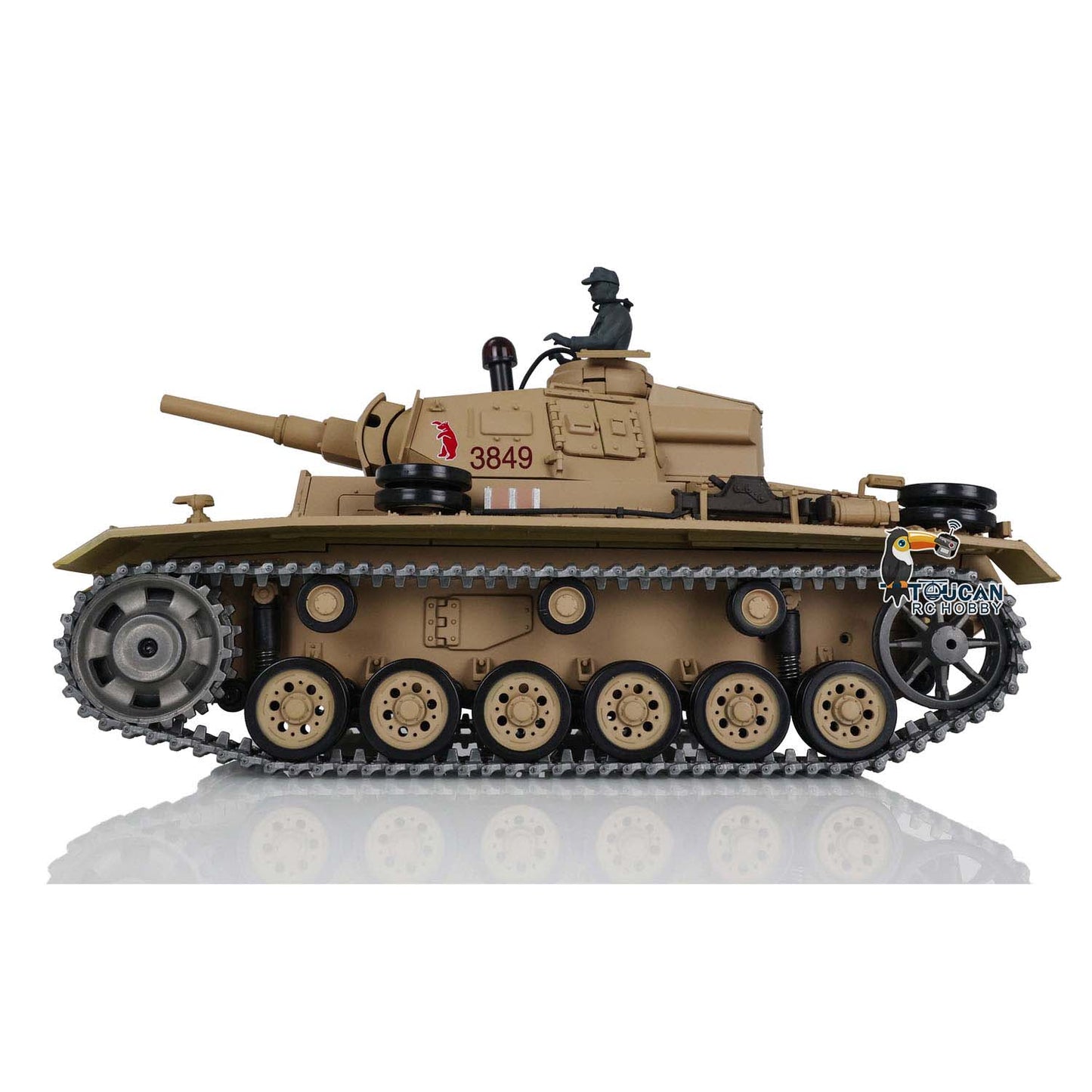 2.4G Henglong 1/16 Snow 7.0 Upgraded Panzer III H RTR RC Tank 3849 Metal Tracks Sprocket Wheels BB Infrared Combating System