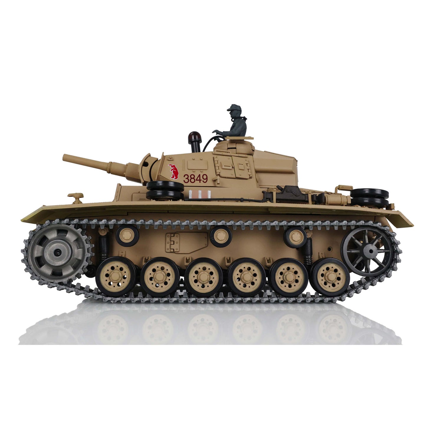 US Stock Henglong 1/16 7.0 Upgraded German Panzer III H 3849 RTR RC Tank Model IR BB Unit Smoke Metal Tracks Barrel Idler Drive Wheels Gearbox
