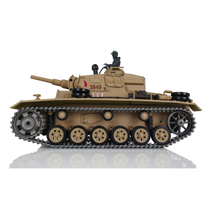 US Stock Henglong 1/16 7.0 Upgraded German Panzer III H 3849 RTR RC Tank Model IR BB Unit Smoke Metal Tracks Barrel Idler Drive Wheels Gearbox