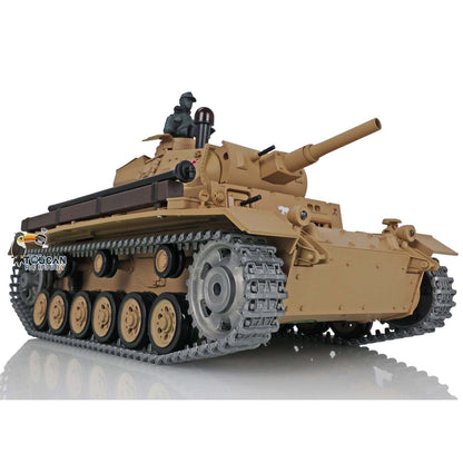 Henglong 1/16 Scale 7.0 Upgraded Panzer III H RTR RC Tank 3849 360 Degree Turret Rotation Metal Tracks Sprocket Wheels Infrared Combating System