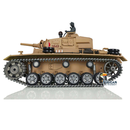 Henglong 1/16 TK7.0 German Panzer III H RTR RC Tank 3849 FPV 360 Degrees Turret BB IR Smoke Metal Barrel Tracks Sprockets Idlers Road Wheels