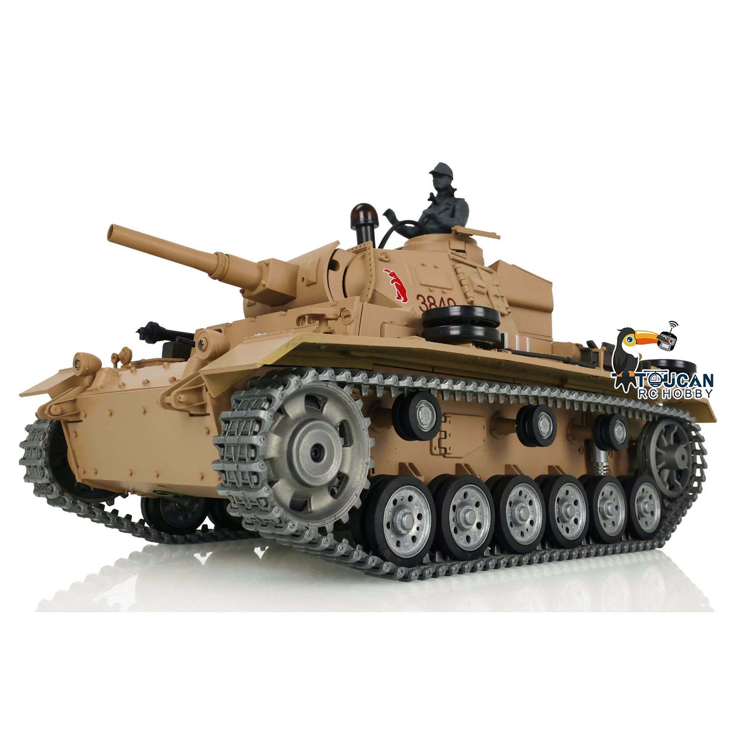 Henglong 1/16 7.0 Customized Panzer III H RTR RC Tank 3849 Metal Tracks Steel Gears Driving Gearboxes 360 Degree Turret Rotation