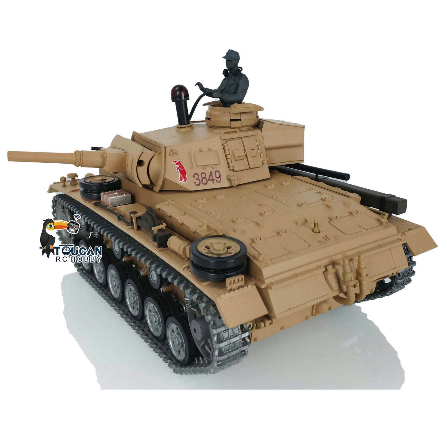 Henglong 1/16 TK7.0 German Panzer III H RTR RC Tank 3849 FPV 360 Degrees Turret BB IR Smoke Metal Barrel Tracks Sprockets Idlers Road Wheels