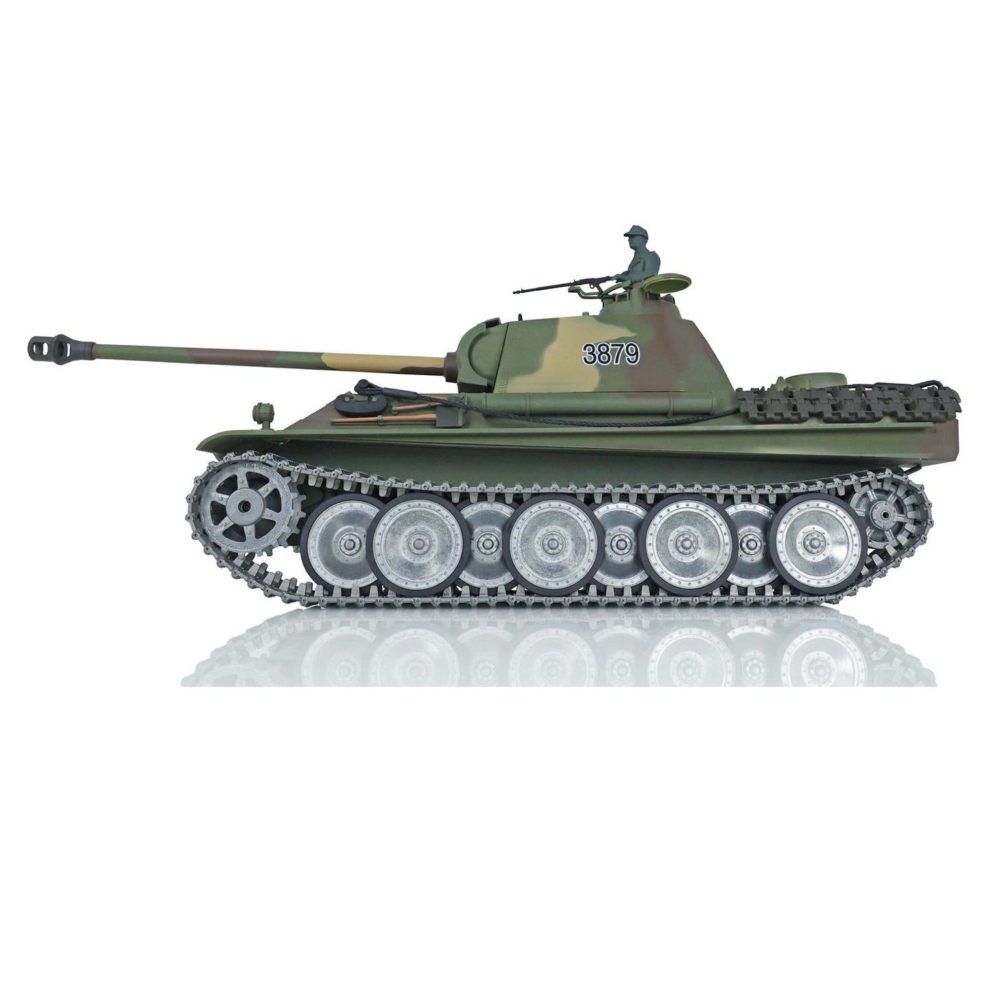 US Stock Heng Long 1/16 7.0 Customized German Panther G 3879 RTR RC Tank Barrel Recoil 360 Degree Turret Metal Tracks Drive Idler Road Wheels