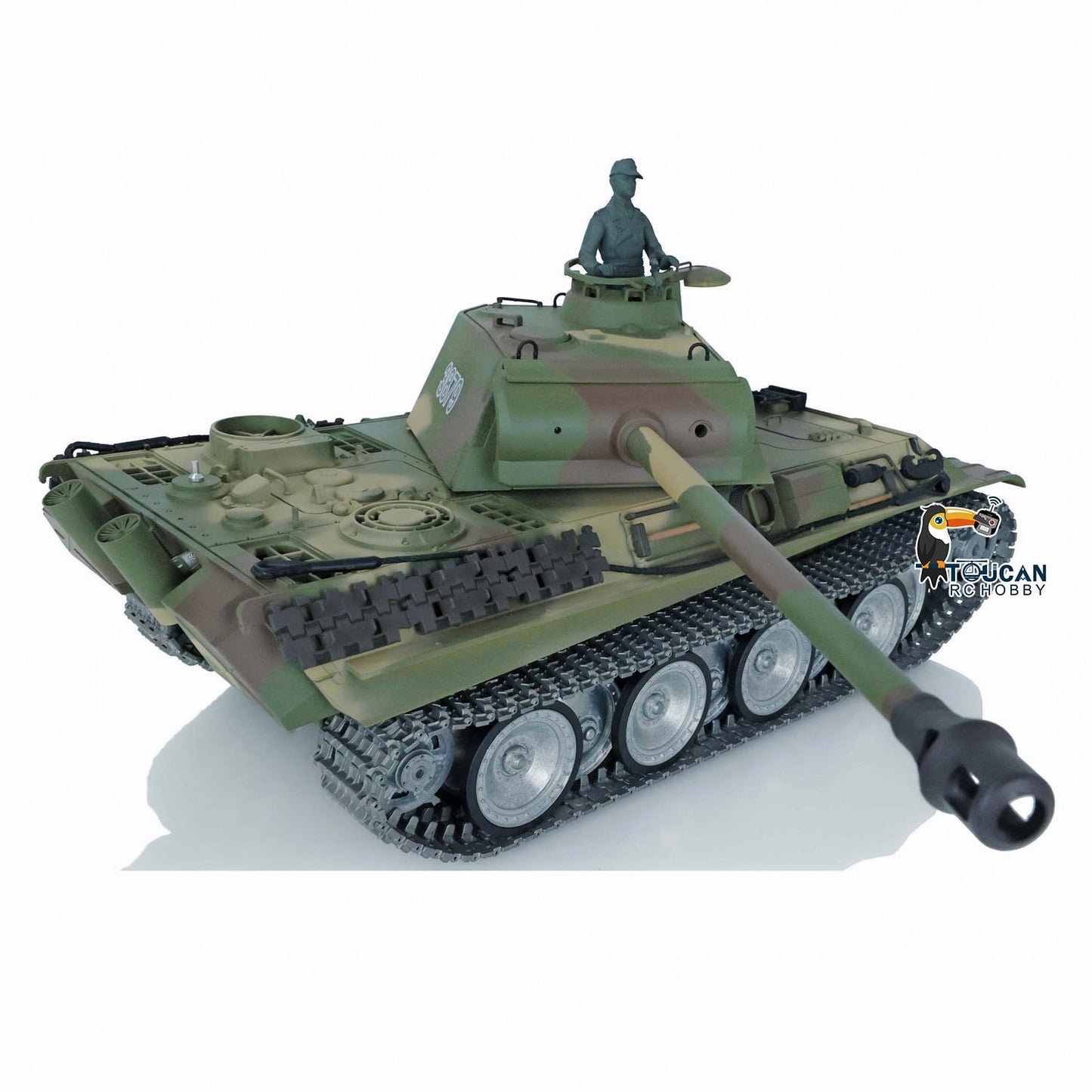 Henglong 1/16 Scale 7.0 Panther G RTR RC FPV Tank 3879 Metal Tracks Wheels Gearbox Model IR BB Unit 360 Degree Turret Rotation Sound Light Smoke